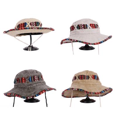 China Parasol Cotton Washed 3d Embroidery Logo Custom Design Your Own Fishing Bucket Hat Custom With String for sale