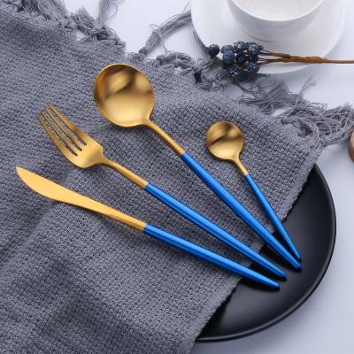 China Sustainable Wholesale Luxury Gold and Silver Stainless Steel Steak Flatware Stainless Steel Flatware for sale