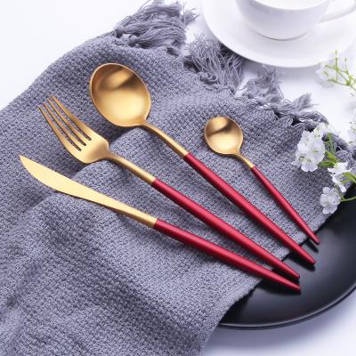 China Sustainable Hotel And Restaurant High End Grade A Black 4pcs Gold 304 Stainless Steel Cutlery Knife for sale