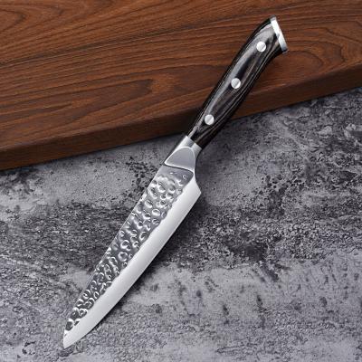 China Durable 5 Inch Damascus Kitchen Knife Professional Seats Damascus Chef Knife Group of Ten Steel Handle for sale