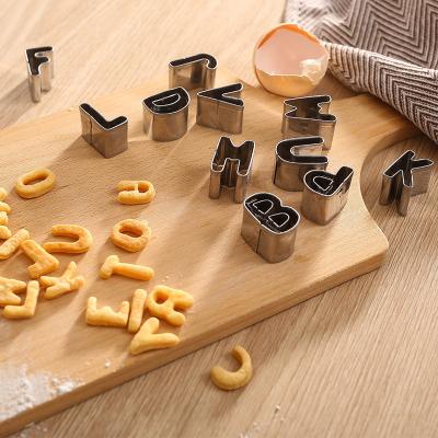 China 3D Stocked 26 Marks With Letters Stainless Steel Cookies Mold Die Cutting Die Full Sugar Flipping Diy Baking Tool Mold Set for sale