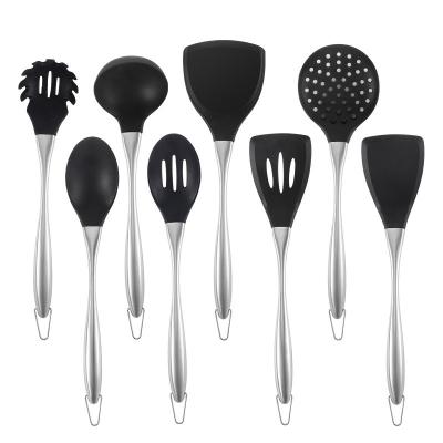 China Kitchen Set Factory Price Spoon Cooking Spatula 304 Stainless Steel Silicone Kitchen Utensil Set for sale