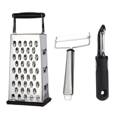 China Universal Kitchen Peeled Vegetable Four-sided Planer Set Household Stainless Steel Cheese Potato Grater for sale