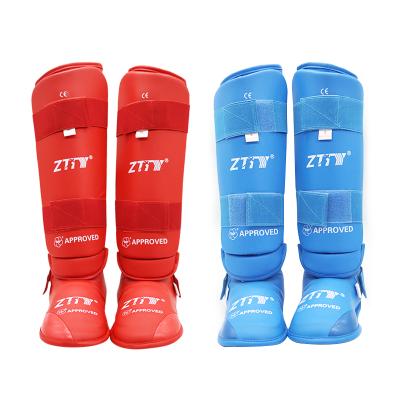 China Wkf Karate Shin Instep Guards Custom Blue Breathable Shin Pad for sale