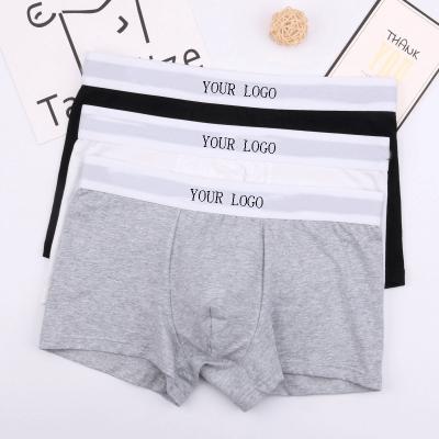 China OEM Serive Logo Brands Underwear Breathable Solid Custom Boxer Briefs Breathable Solid For Men Classic Cotton Spandex for sale