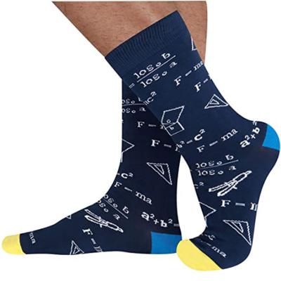 China QUICK DRY fashion thongs mens socks good quality mens colorful math printing sock for sale