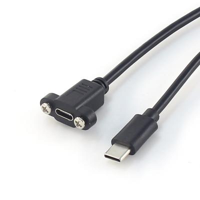 China Factory Customized Type C Male COMPUTER To Type-C Female Cable USB C Data Extension Cables Panel Mount Cable With Screw for sale