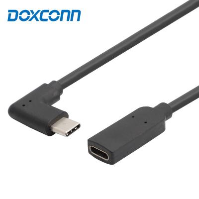 China Cell Phone Factory Custom Angled 90 Degree 3.0 3.1 Type C Type Male C To Female Extension Cable Data Tipo C Cable For Mobile Computer for sale