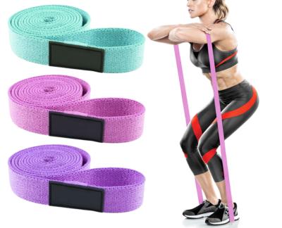 China Durable Elastic Band Gym Weights Gym Fitness Hip Circle Adjustable Loop Cotton Long Fabric Pull Up Resistance Fitness Bands Set for sale