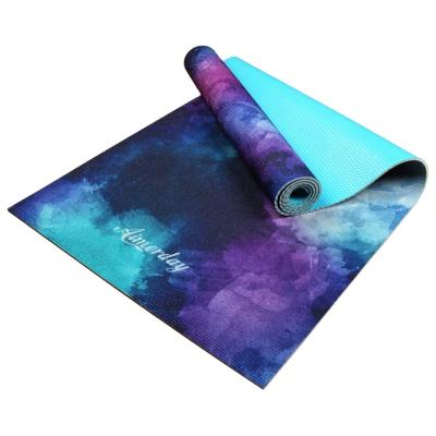 China Custom Made Pilates Printed Yoga Mat Eco Friendly Non Slip PVC PVC High Quality With Logo for sale