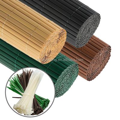 China Easily Assembled 90cm PVC Gray Bamboo Green Brown Fence For Garden Decoration for sale