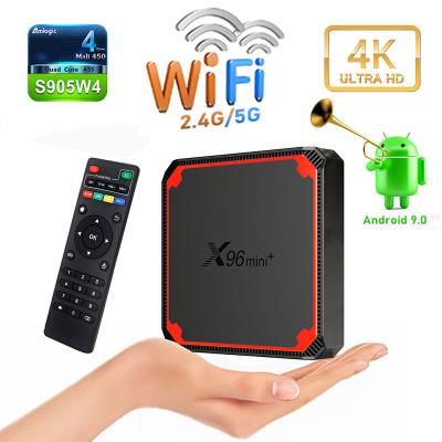 China 2021 OEM/ODM 2021 OEM/ODM Quad Core 4K 2.4G/5G WIFI X96 Mini Set Quad Factor X96 Mini+ Android 9.0 TVBOX 2GB 16GB S905W4 Smart TV Box for sale