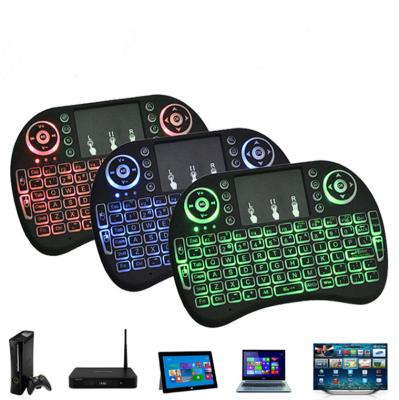 China 7 Keys I8 Mini Wireless Keyboard 2.4ghz Color Backlit 3 Color English-Russian Air Mouse Multimedia With Touchpad Android TV Remote Control Box for sale