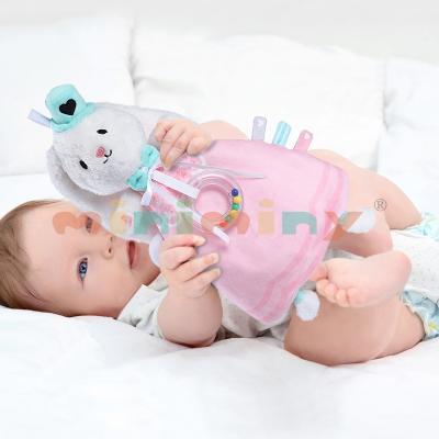 China Baby Accompany Best Selling Animal Lovely Pink Personalized Newborn Infant Bunny Lovey Blanket Baby for sale