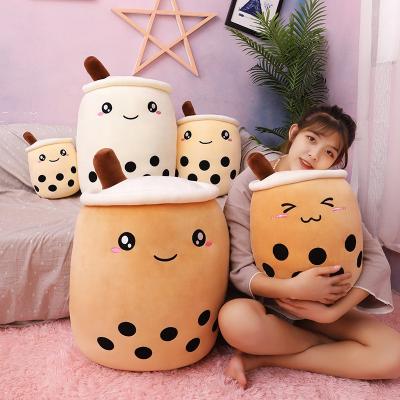 China Deco Domestic Affordable Price 24Cm Smiley Boba Milk Tea Plushies Stuffed Pillow Boba Squishy Plush Toy for sale