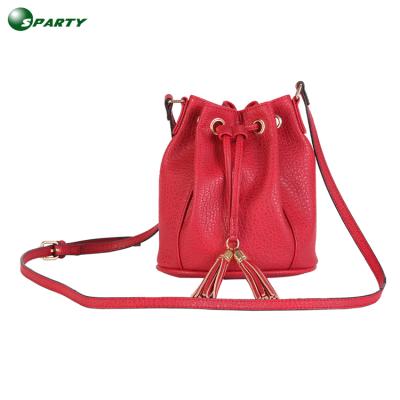 China Fashion promotion custom cheap pu drawstring shoulder bag woman handbag cross - body for sale