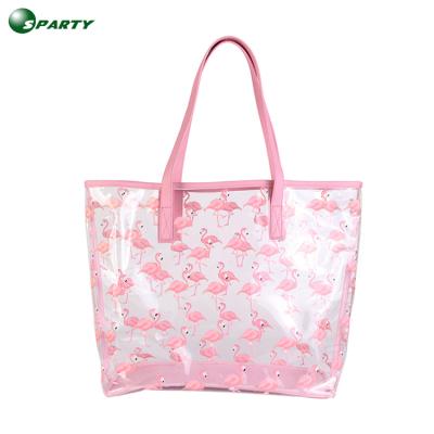 China Fashion Promotion Custom Design Clear Transparent Beach Tote Lady Handbag for sale