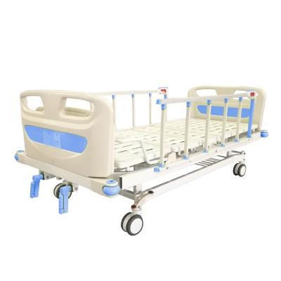 China YA-M2-1 Hospital Bed ABS Headboards Double Fowler Manual Hospital Bed With Guard Rails for sale