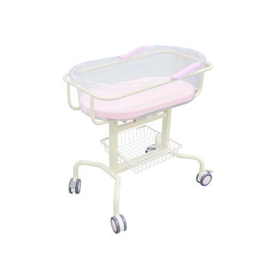 China Manual Movable Pediatric Crib Crib Baby Hospital Metal Infant Infants Trolley for sale