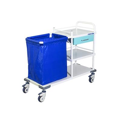 China One Large With New Model Three Shelf Medical Steel Powder Coated Waste Linen Cart With Drawer Nursing Laundry Duty Carts For Hospital for sale