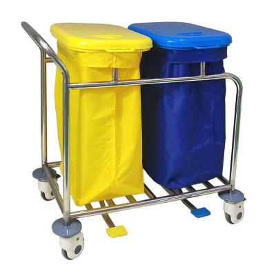 China Lower Part With 2 Pedals For Raising It Medical Lids Hospital Furniture Dressing Laundry Dirty Solid Linen Trolley Portable Waste Cart for sale