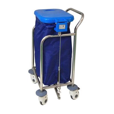 China Metal Hospital Linen Carts Soiled Bed Linen Changing Cart With Plastic Bucket Trolley For Cleaning 750*475*930mm for sale