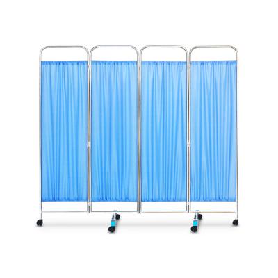 China MK-N02 Modern Stainless Steel Medical Portable Hospital Folding Ward Screen 4 Fold for sale