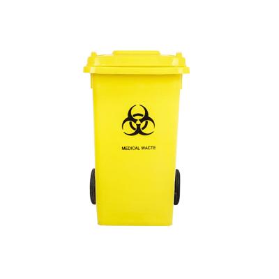 China Sustainable Plastic Hospital Plastic Medical Waste Bin Container Medical Waste Trash Cart With Wheel for sale