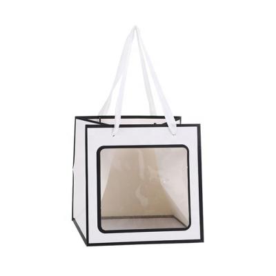 China New Design Materials Hot Selling Recycled Paper Bag Packaging White Paper Shopping Bag Design Bag With Clear PVC Window for sale