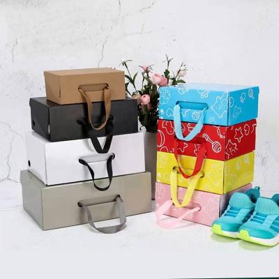 China Recycled Materials Wholesale Luxury Corrugated Sneaker Kids Shoe Box Adult Fold Custom Shoe Box for sale