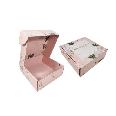 China Recycled Materials Wholesale Printing Kraft Paper 5 Ply PP Custom Pink Corrugated Mailing Gift Candle Flower Announcement Box for sale