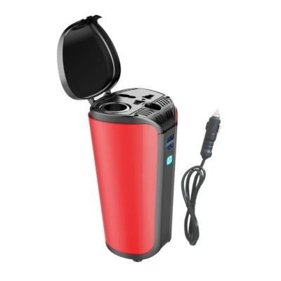 China Home 2022 New Portable 200W 12V DC To AC 110V 220V Cup Shape Car Power Inverter With Dual USB Charging Port for sale