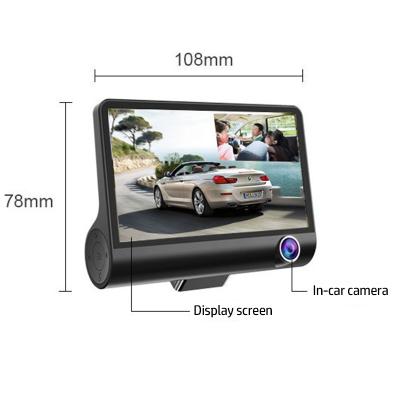 China Cycle Recording 3 Lens FHD 1080P Car Dash Cam 4 Inch Car DVR Dash Cam Streaming Media Driving Recorder Car Camera Dual Cam for sale