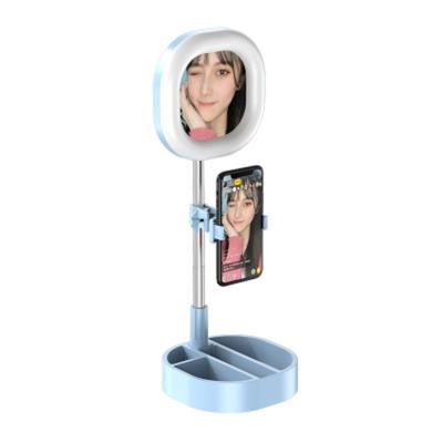 China 2020 Mirror Integrated Multifunctional Bracket Beauty Phone Fill Light Makeup Ring Light Desktop Mirror for sale