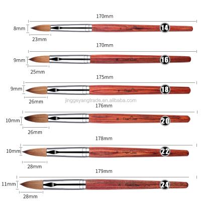 China Easy Apply Flat Around Kolinsky Red Wood Acrylic Brush Brushes Pen Nail Art for sale