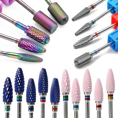 China Rainbow Tungsten Carbide Nail Drill Bits Ceramic Milling Cutter For Electric Manicure Art Drill Bit Burr Remove Skin Rotary Manicure Gel for sale