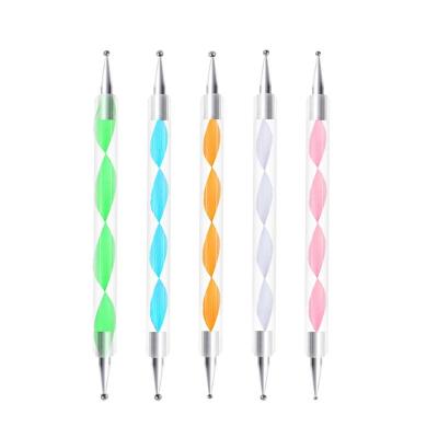 China Easy Apply 5pcs Cheap Nail Art Dotting Pens Nail 2 Ways Drill Dot Nail Tools for sale