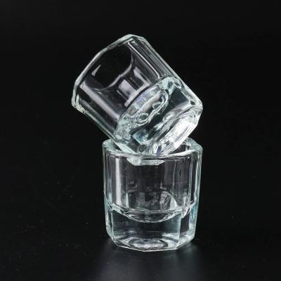 China Crystal Glass Nail Cup Convenient Container For Nail Liquid Brush Powder Holder Equipment Washing Nail Art Tool for sale