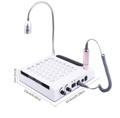 China Stainless Steel 4-1 Over Function Nail Drill Dust Machine Strong Power Nail Vacuum With Nail Lamp Light for sale