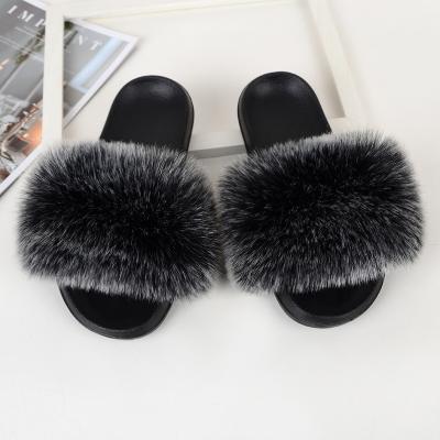 China Fashion Trend Hot Selling Women's Fox Fur Slipper Kids Fur Slippers Kids Fur Slippers Te koop