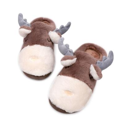 China Fashion\Comfortable\Durable\Breathable\QUFENG Adults Plush 3D Novelty Christmas Reindeer Unisex Slippers for sale