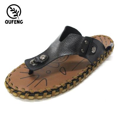 Κίνα 2018 Hot Selling Black Genuine Leather EVA Rubber Men Slippers Factory Supply Plush High Quality Fast Delivery Slipper 2018 προς πώληση