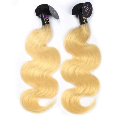 China Brazilian Body Wave 1B 613 Mink Blonde Ombre Color Virgin Hair Bundles With Closure for sale