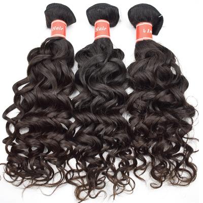 China 100% Cheap Wholesale Indian Hair Private Label Hair Bundle Weave Drop Shipping Water Wave Natural Black Soft Hair for sale