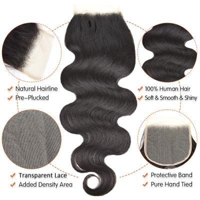 China No Tangling Hot Selling Available 4*4 Beautiful For Everyone Body HD Lace Closure for sale