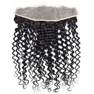 China High Quality Remy Virgin Human Hair Lace By Softest Deep Wave Lace Closures Light Brown Transparent Colored Headbands for sale