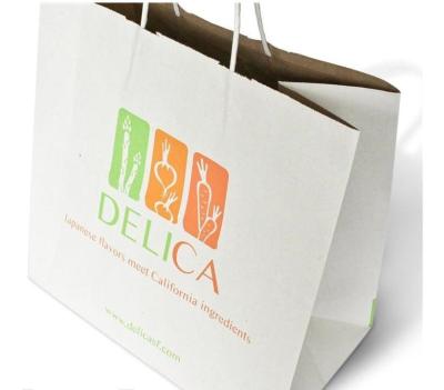 China Brown Printed Big Customized Recycled Paper Shopping Bags with Handles for sale