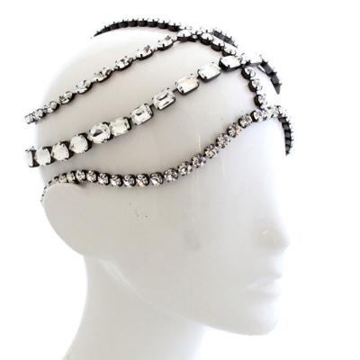 China Crystal Fashion Exaggerated New Crystal Tone Crystal Decorated Tiara Gunmetal Plating for sale