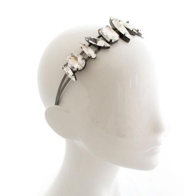 China Crystal New Crystal Decorated Crown Gunmetal Plated Tiara In Popular Clear Crystal Tones, Suitable For Women To Wear for sale