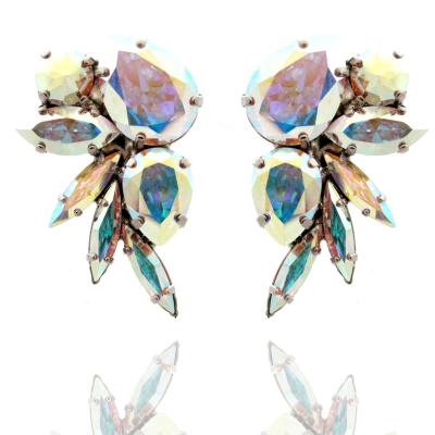 China Customized Hot Sale Fashionable Vintage Stud Earrings Crystal Zircon Inlaid Butterfly Earrings Colorful For Women for sale